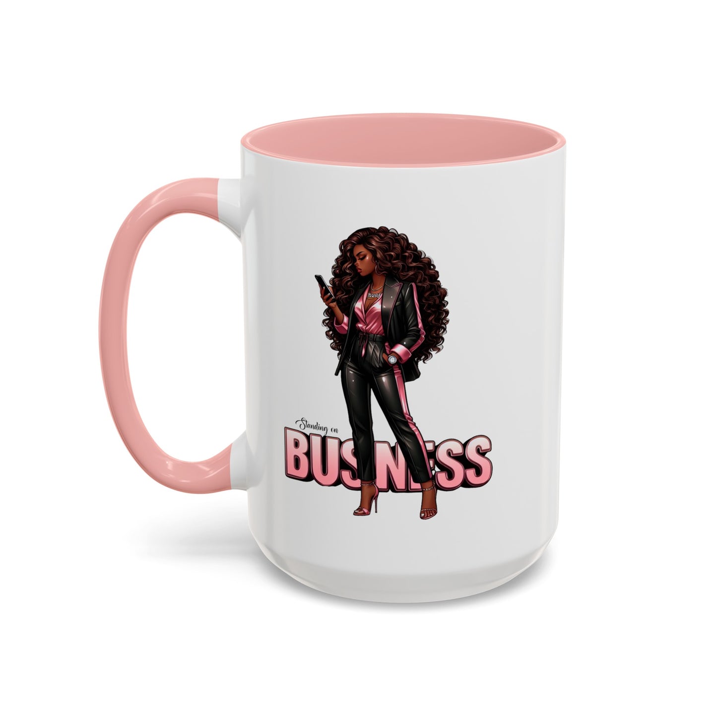 Standing on Business-Black Woman-Accent Coffee Mug (11, 15oz)