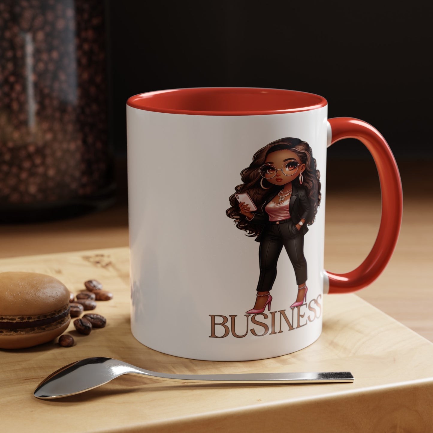 Standing on Business-Brown Woman-Accent Coffee Mug (11, 15oz)