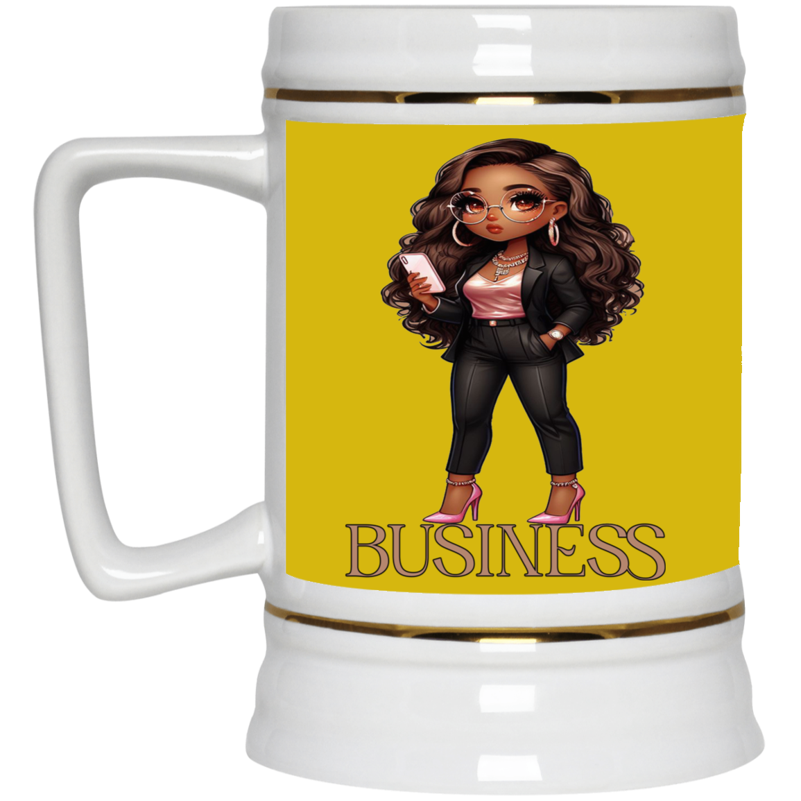 Standing on Business-Brown Woman-Beer Stein 22oz.