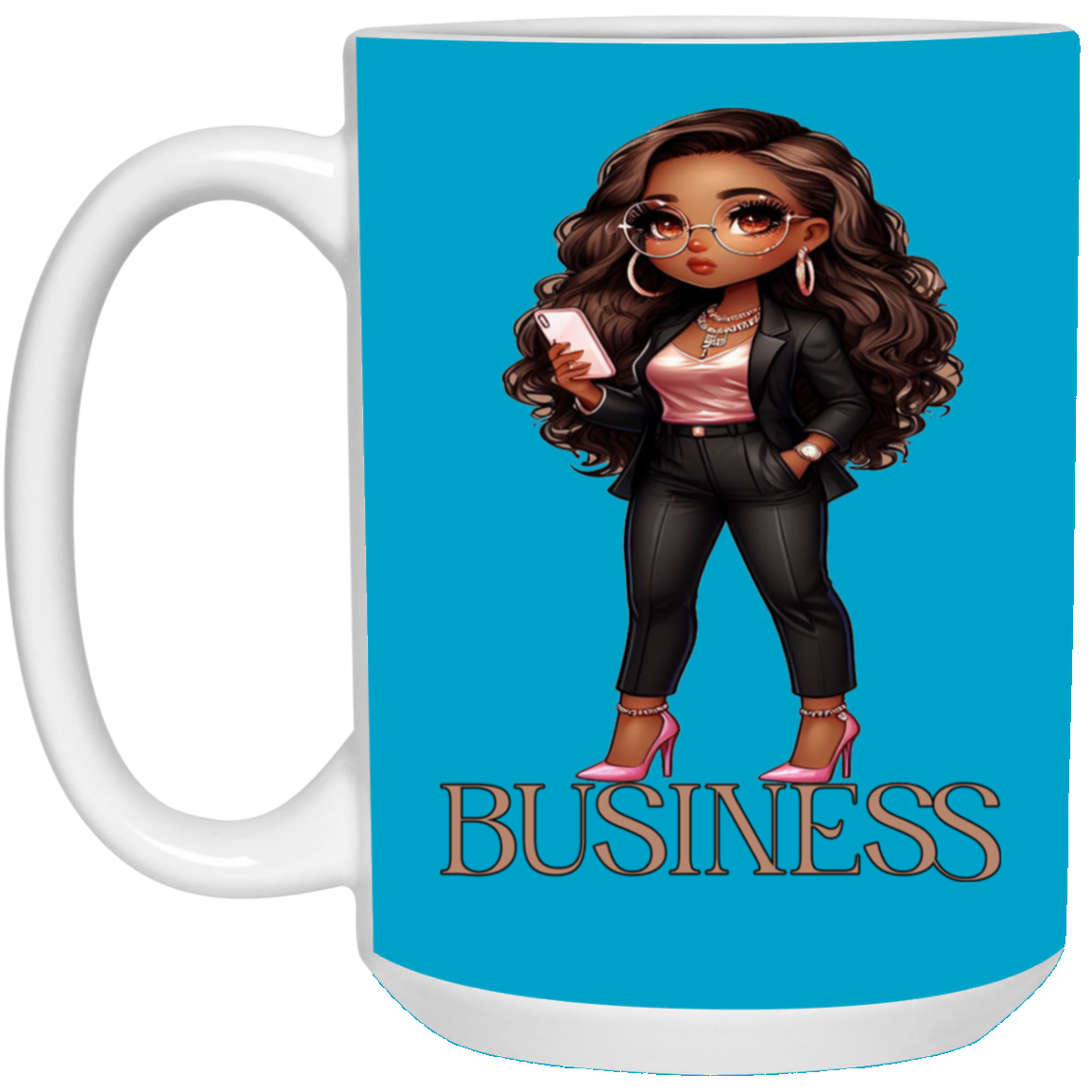 Standing on Business-Brown Woman-15oz White Mug