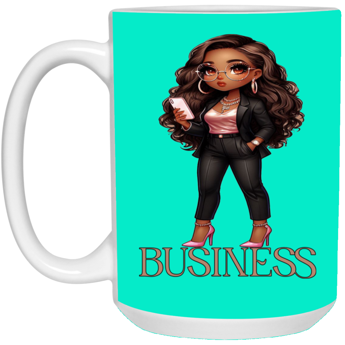 Standing on Business-Brown Woman-15oz White Mug