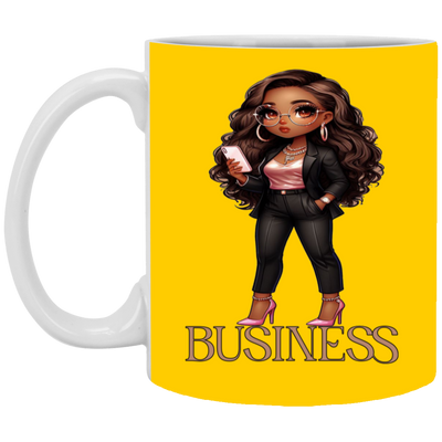 Standing on Business-Brown Woman-11oz White Mug