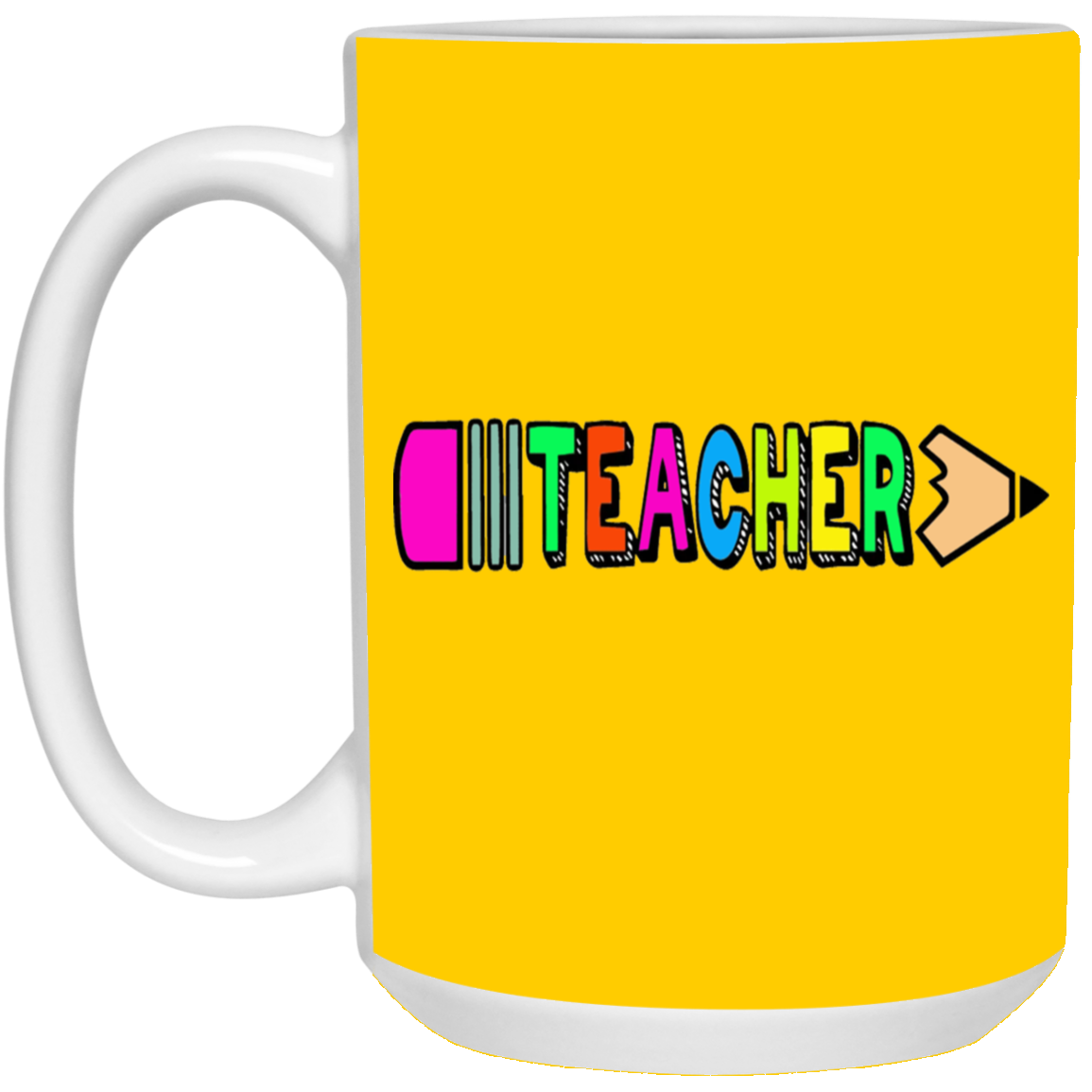 Pencil Teacher-Repeat-15oz White Mug