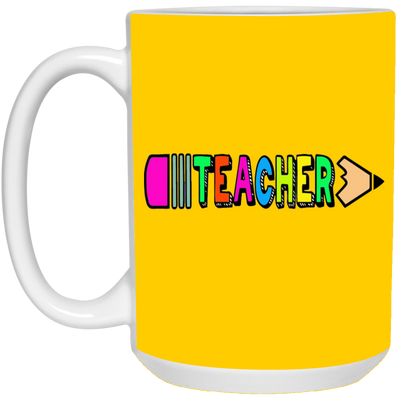 Pencil Teacher-Repeat-15oz White Mug