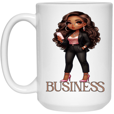 Standing on Business-Brown Woman-15oz White Mug