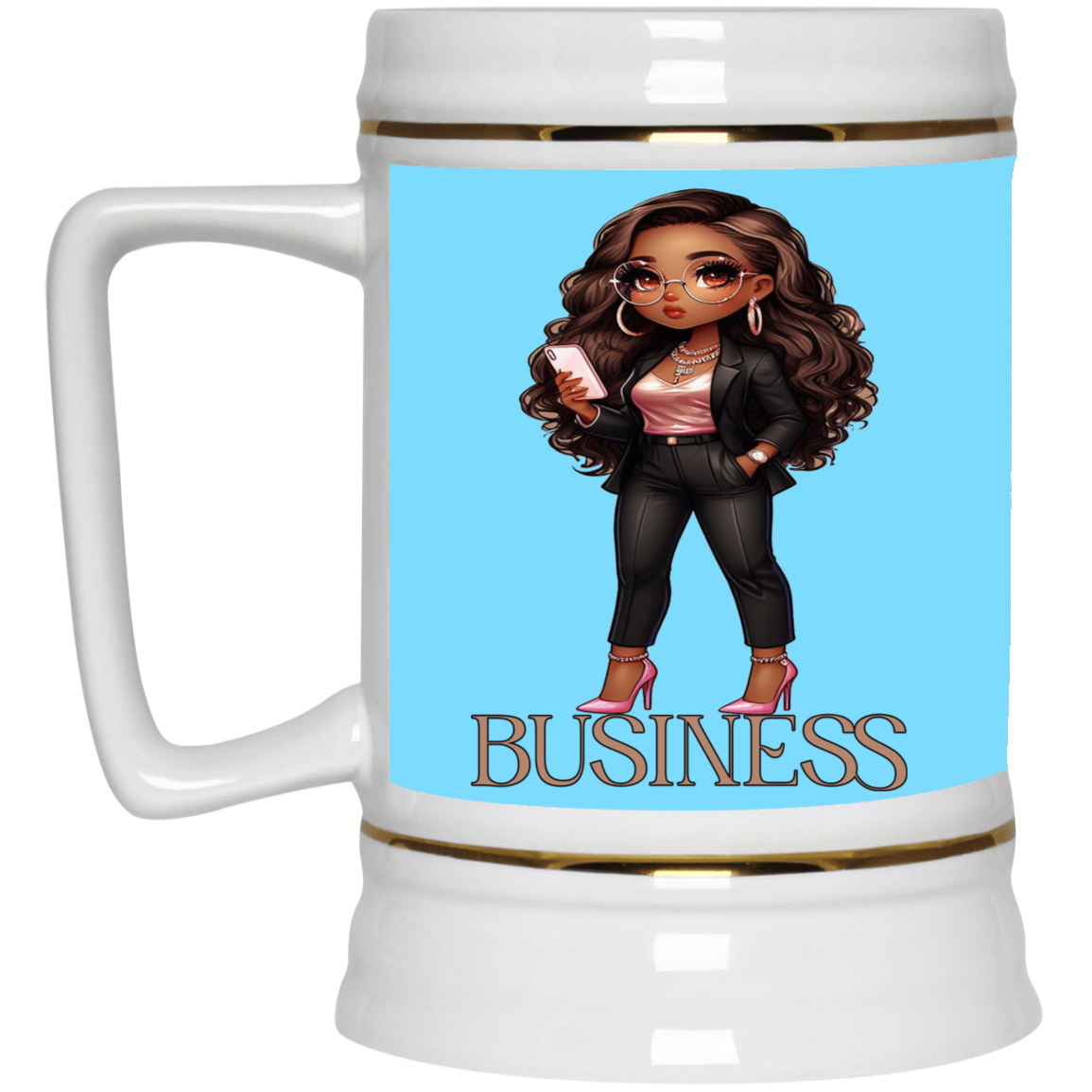 Standing on Business-Brown Woman-Beer Stein 22oz.