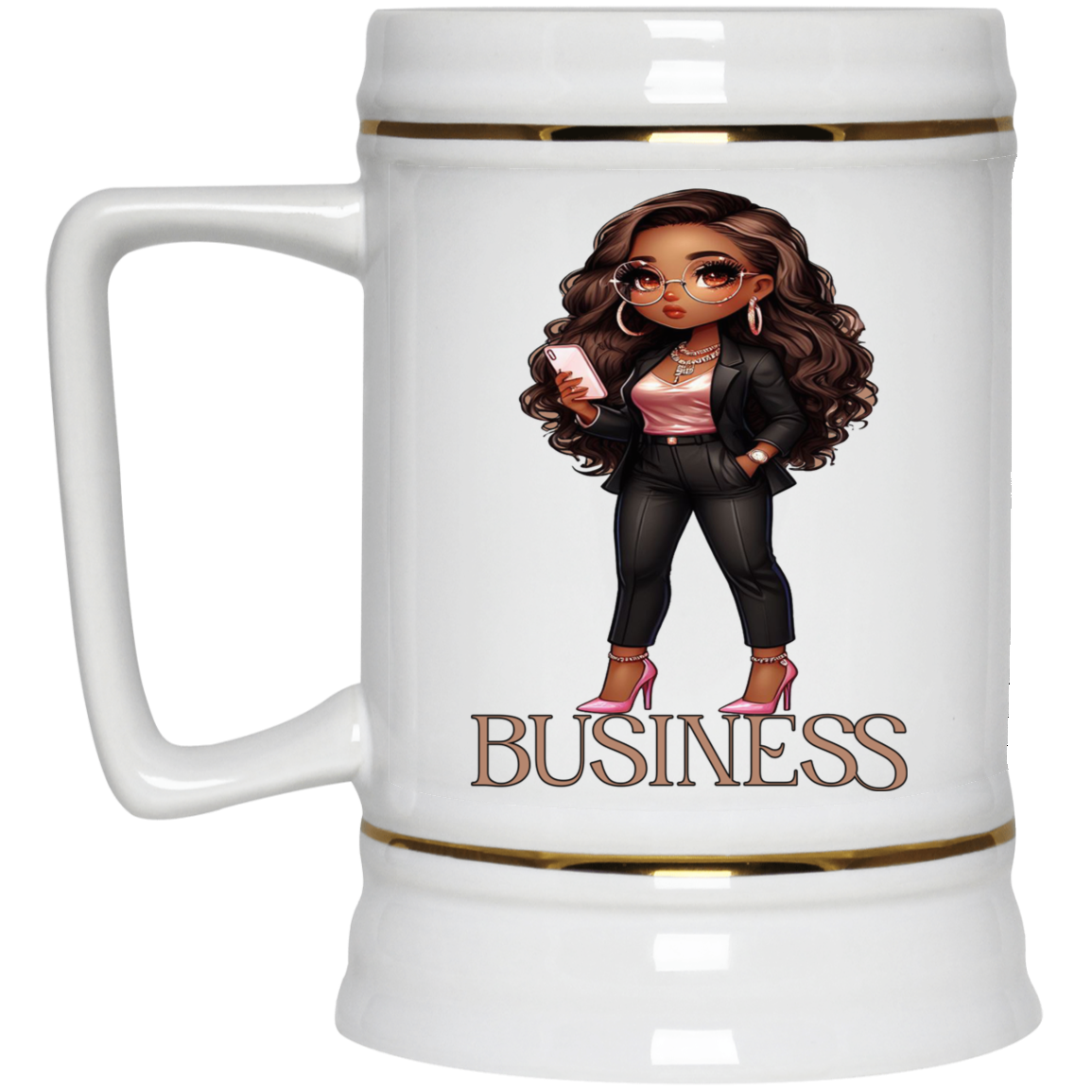 Standing on Business-Brown Woman-Beer Stein 22oz.