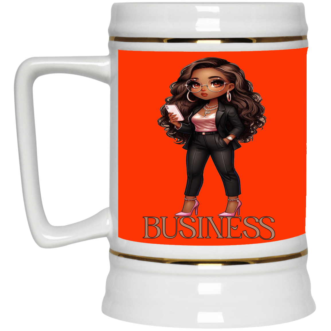 Standing on Business-Brown Woman-Beer Stein 22oz.