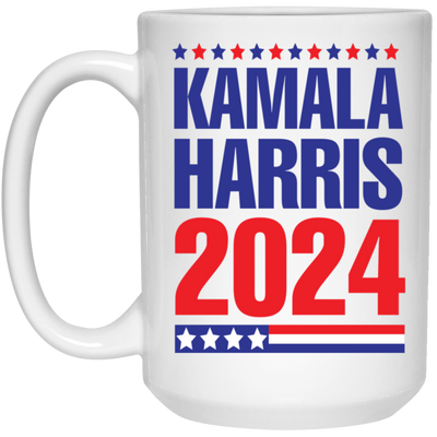 Kamala Harris 2024-Red-White-Blue-15oz Ceramic White Mug