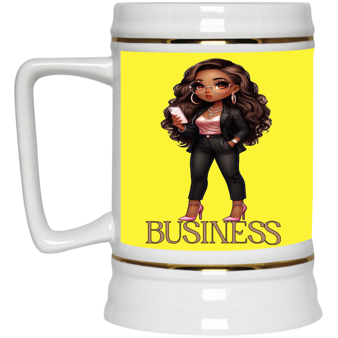 Standing on Business-Brown Woman-Beer Stein 22oz.