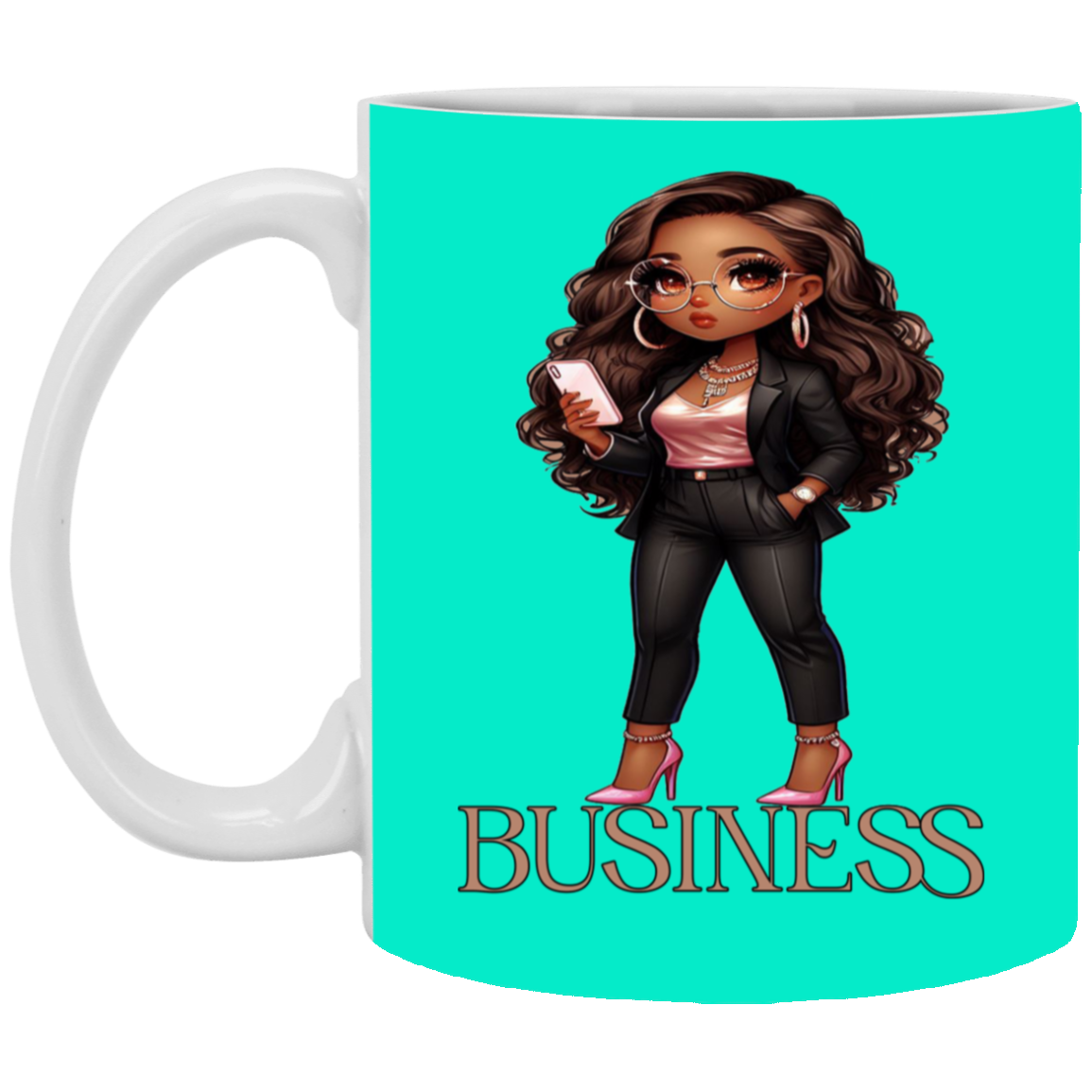 Standing on Business-Brown Woman-11oz White Mug