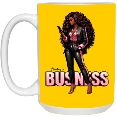 Standing on Business-Black Woman-15oz White Mug